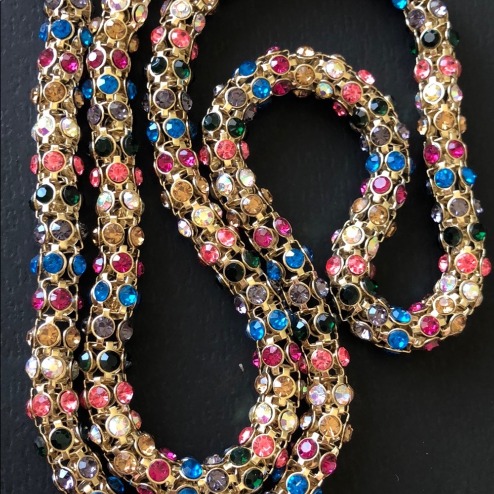Betsey Johnson Mixed Stone Mesh Tube Long Necklace - Picture 5 of 7